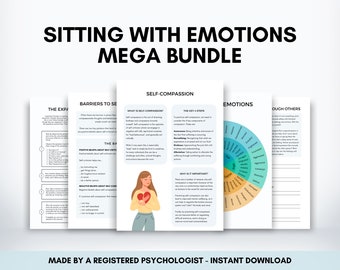 Sitting With Emotions Mega Bundle for Adults and Teens to Learn Emotional Regulation Coping Skills, Acceptance and Commitment Therapy Tool