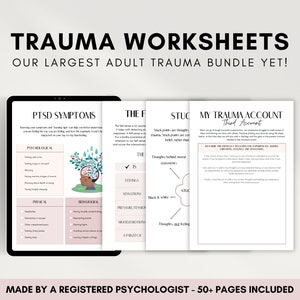 Pacote Mega de Planilhas para Trauma para Adultos, Caderno de Exercícios para TEPT com 50 Páginas, TCC para Adolescentes, Plano de Tratamento para Trauma, Habilidades de Enfrentamento para Cura Somática