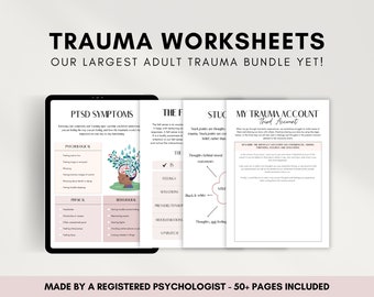 Trauma Worksheets Adult MEGA Bundle, PTSD Workbook 50 Pages, CBT for Teens, Trauma Therapy Treatment Plan, Somatic Healing Coping Skills