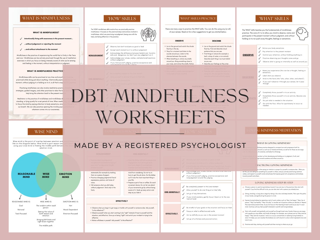 DBT Worksheets Bundle DBT Skills for Teens DBT Workbook Etsy