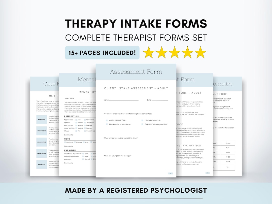 Therapist Client Intake Forms Bundle, Counselor & Psychologist ...