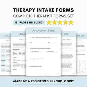 Therapist Client Intake Forms Bundle: Counselor & Psychologist Assessment (Canva Editable)