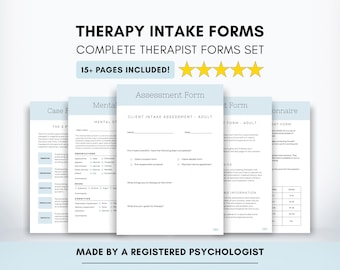 Therapist Client Intake Forms Bundle: Counselor & Psychologist Assessment (Canva Editable)
