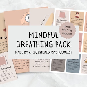 Mindful Breathing Exercise Cards for Anxiety Relief (PDF Digital Download)