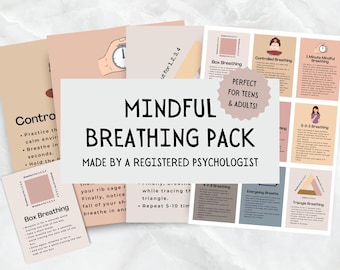 Mindful Breathing Exercise Cards for Anxiety Relief (PDF Digital Download)