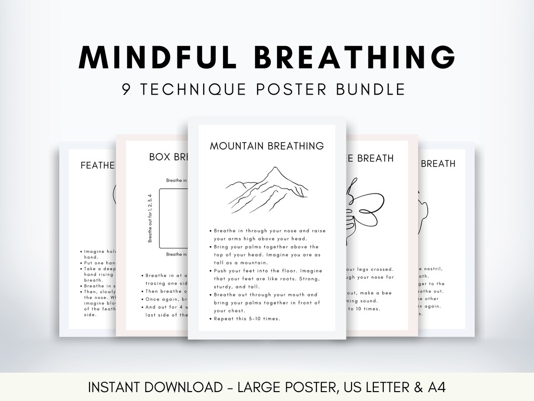 Mindful Breathing Poster Bundle, Calming Strategies Posters ...