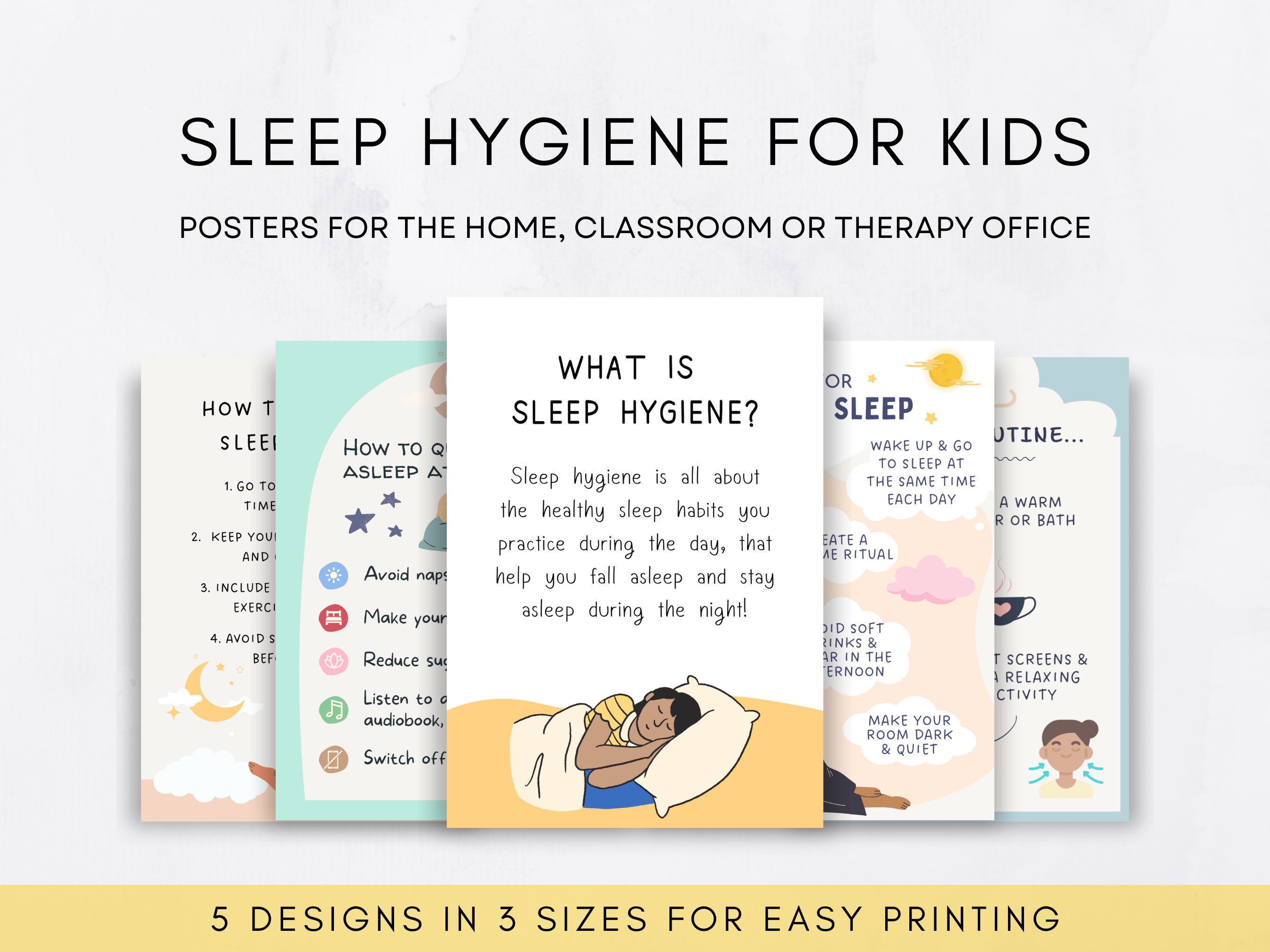 Sleep Hygiene for Kids Better Sleep Poster Bundle for Children Child