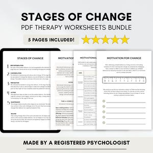 Stages of Change Worksheets with Motivational Therapy Tools (PDF Digital Download)