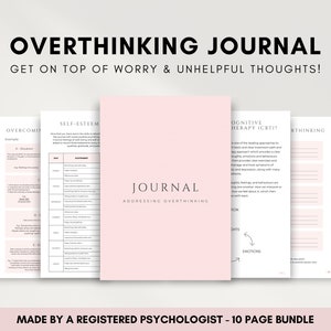 Overthinking Journal for Stress Management and Confidence Building, Worry Journal, Anxiety Coping Skills Workbook