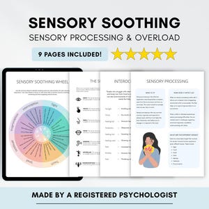 Sensory Overload Worksheets & Soothing Wheel with Emotions Guide (PDF Digital Download)