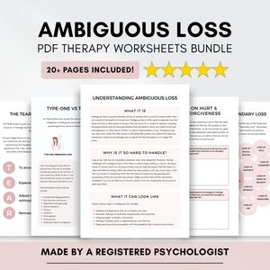 Ambiguous Loss Worksheets: Grief Therapy Resource for Adults & Teens (PDF Digital Download)
