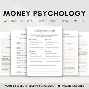 Geld-Psychologie-Arbeitsblätter zum Umgang mit finanzieller Angst und zum Aufbau von Geld Überzeugungen und Werten, Geld-Gesprächen Paartherapie-Ressource