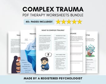 Paquete de hojas de trabajo sobre TEPT complejo para adultos y adolescentes (descarga digital en PDF)