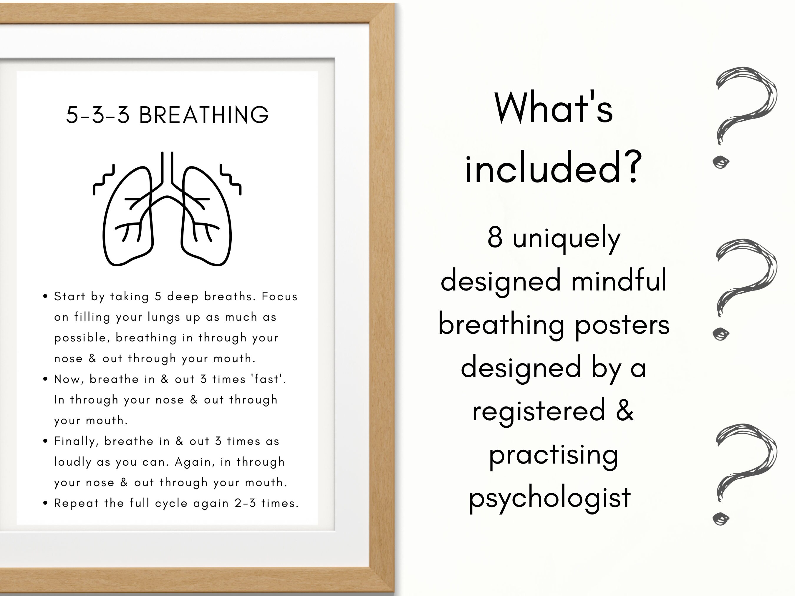 Mindful Breathing Posters: Anxiety & Grounding Techniques (digital ...