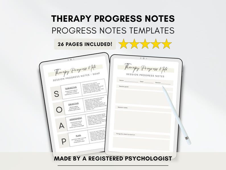 Therapy Progress Note Template: 7-Page Psychotherapy Forms (PDF)
