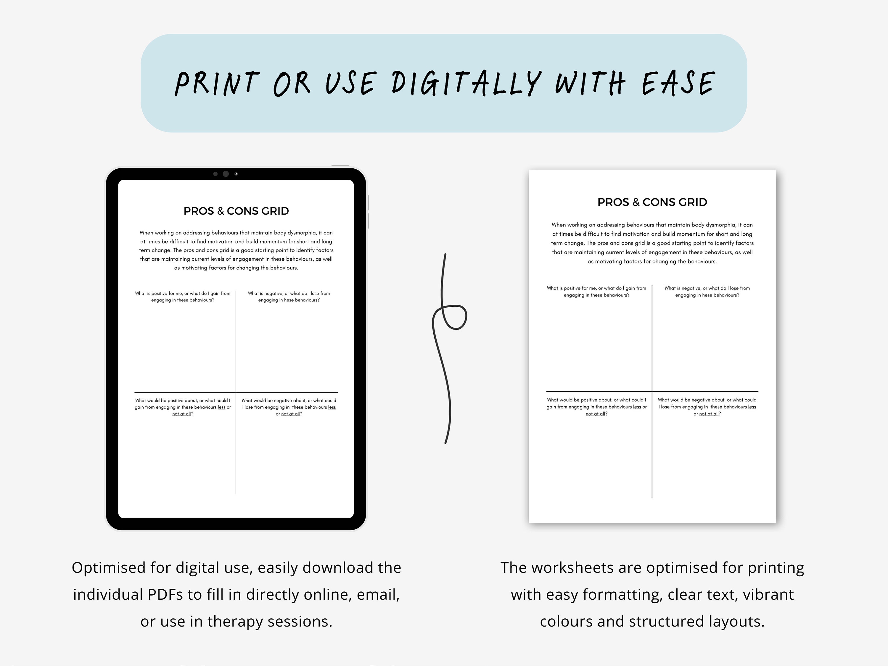 CBT Worksheets for Body Dysmorphia & Acceptance of Body Image and Body
