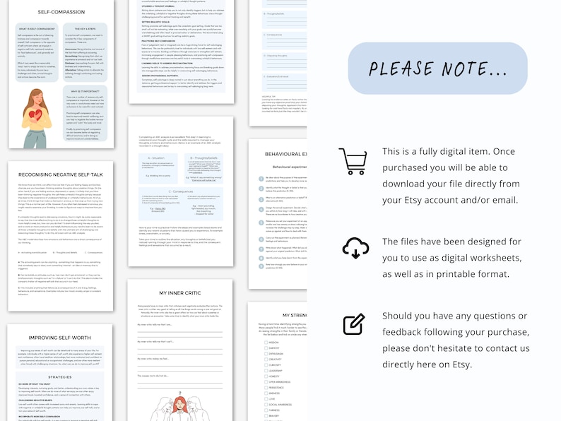 Inner Critic Negative Self Talk Healing Therapy Worksheets