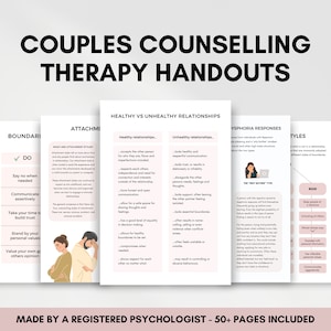 Couples Counselling Therapy Handouts for Couples Coaching and Couples Therapy, Relationship Worksheets with Healthy Boundary Setting Tools