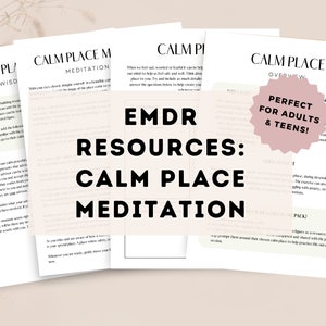Pacote de planilhas de terapia EMDR, auto-regulação emocional, kit para impressão de estratégias calmantes, habilidades de enfrentamento para adultos, notas de psicoterapia