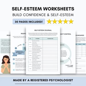 Self-Esteem Worksheets Bundle with Confidence Building & Boundary Setting (PDF Digital Download)