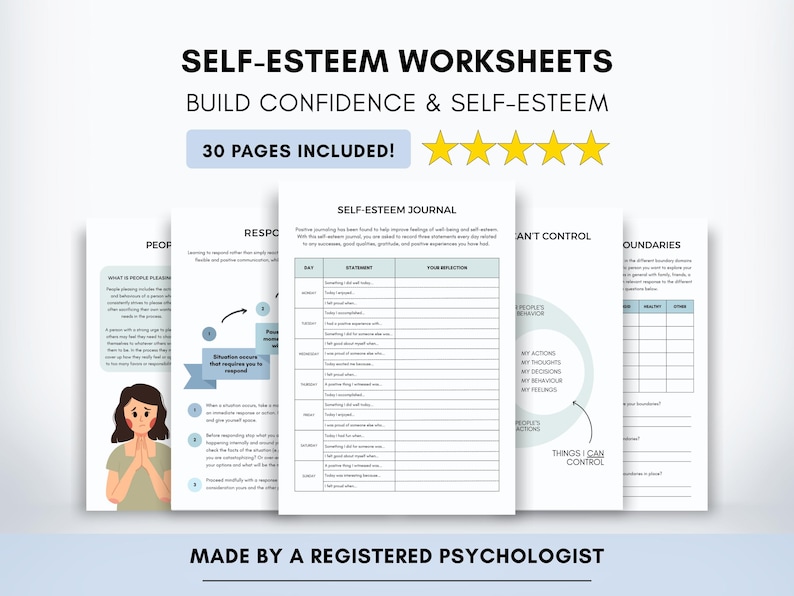 Self-Esteem Worksheets Bundle: Confidence Building