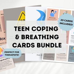 Coping Skills Cards Bundle | Anxiety Coping Cards for Teens & Adults | Mindful Coping Skills for Teens | Therapy Coping Skills Cards