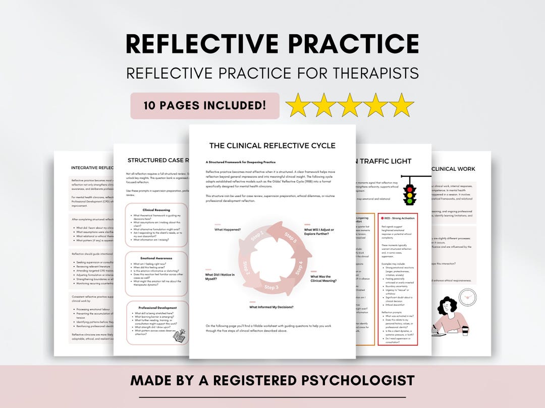 Reflective Practice Worksheets for Therapists in Supervision (PDF ...