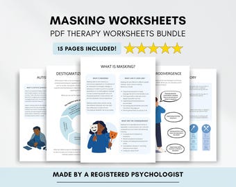 Neurodivergent Therapy Worksheets: Masking, Stimming, Burnout (PDF Digital Download)