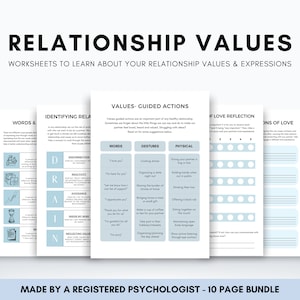 Relationship Worksheets for Understanding Values, Setting Healthy Boundaries & Effective Communication, Couples Therapy Workbook Bundle