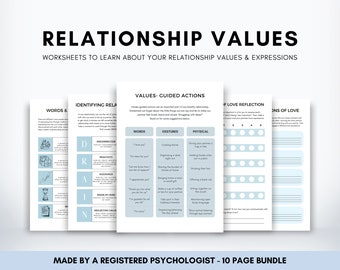 Relationship Worksheets for Understanding Values, Setting Healthy Boundaries & Effective Communication, Couples Therapy Workbook Bundle