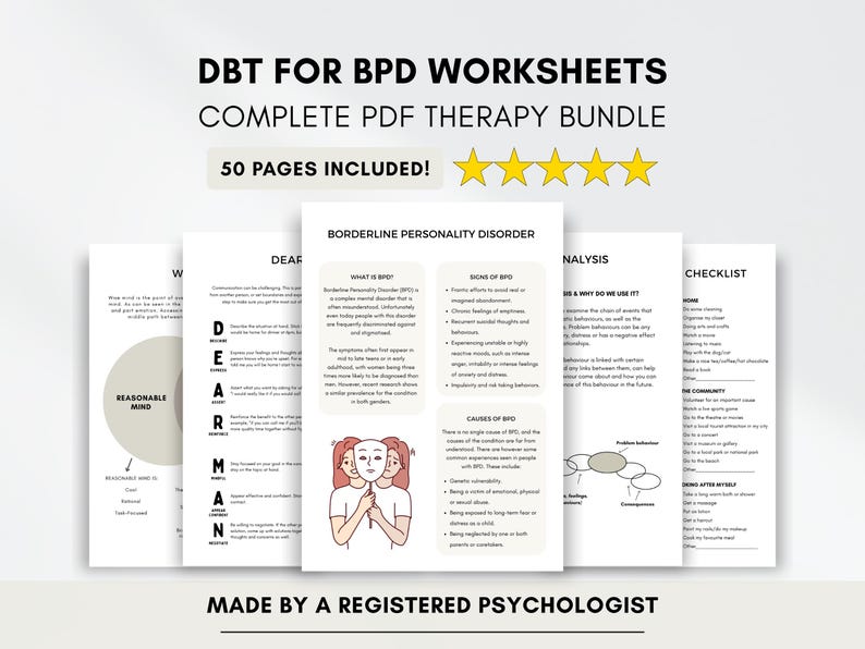 DBT Worksheets for BPD: Emotional Regulation & Distress Tolerance (PDF