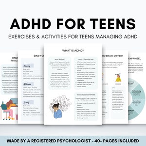 ADHD Worksheets for Teens to Better Understand ADHD Brain and Executive Functioning While Building ADHD Coping Skills to Manage Symptoms