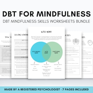 Fiches de travail DBT pour la pleine conscience, ressource de thérapie comportementale dialectique, Esprit sage, compétences QUOI et COMMENT, Méditation sur l'amour bienveillant