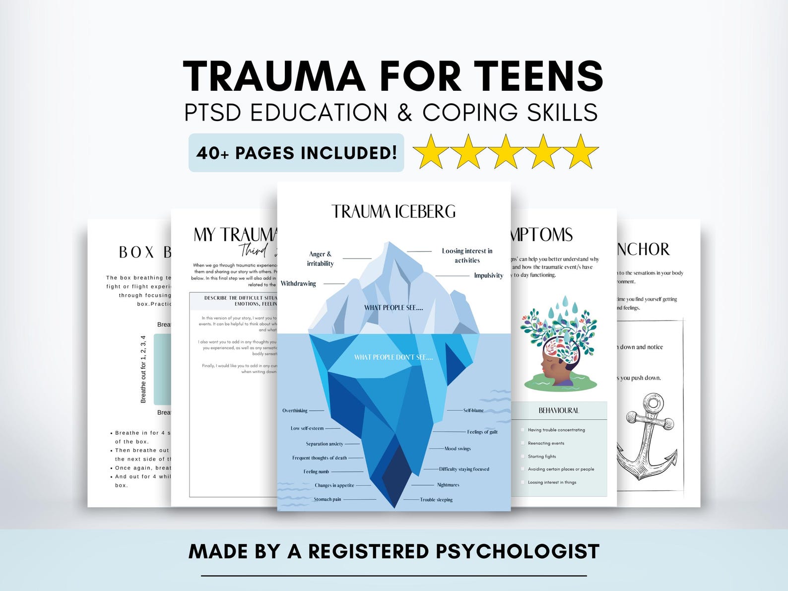 Trauma Coping Skills Workbook Bundle: CBT, PTSD Resources for Teens ...