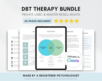 DBT Arbeitsblätter Bundle: Canva Vorlagen Psychische Gesundheit (PDF Wiederverkaufsrechte enthalten)