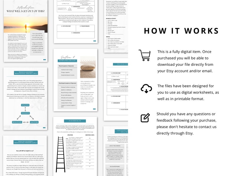 CBT Workbook Bundle for Overcoming and Managing Depressive Symptoms