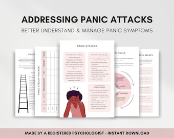 Panic Attack Worksheet Bundle for Understanding Panic Disorder and Anxiety Cycle, Therapist Resource for Overthinking and Managing Triggers