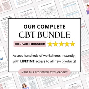 CBT Mega Bundle: Lifetime Access, Worksheets for Therapists & Counselors (PDF Digital Download)