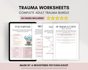 Trauma Therapy Worksheets Mega Bundle with CBT for PTSD & Somatic Healing (PDF Digital Download)