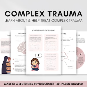 Complex Trauma Worksheets with Trauma Iceberg for Understanding Trauma and PTSD, Stress Response, Stress Cycle and Fight Flight Freeze Fawn