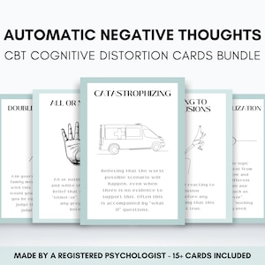 CBT Kognitive Distorsionskarten für Erwachsene und Jugendliche zur Herausforderung automatischer negativer Gedanken, CBT-Therapeuten-Ressource zur Umgestaltung von Gedanken