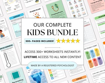 Pacchetto di fogli di lavoro PDF sulla terapia della salute mentale dei bambini: risorse di psicologia (accesso a vita)