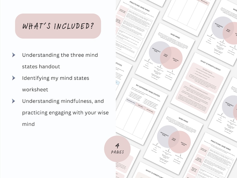 Wise Mind Therapy Handouts to Understand Three DBT Mind States