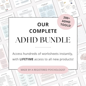 ADHD Worksheets Complete Bundle: Therapy Resources for Adults & Kids (PDF Digital Download)