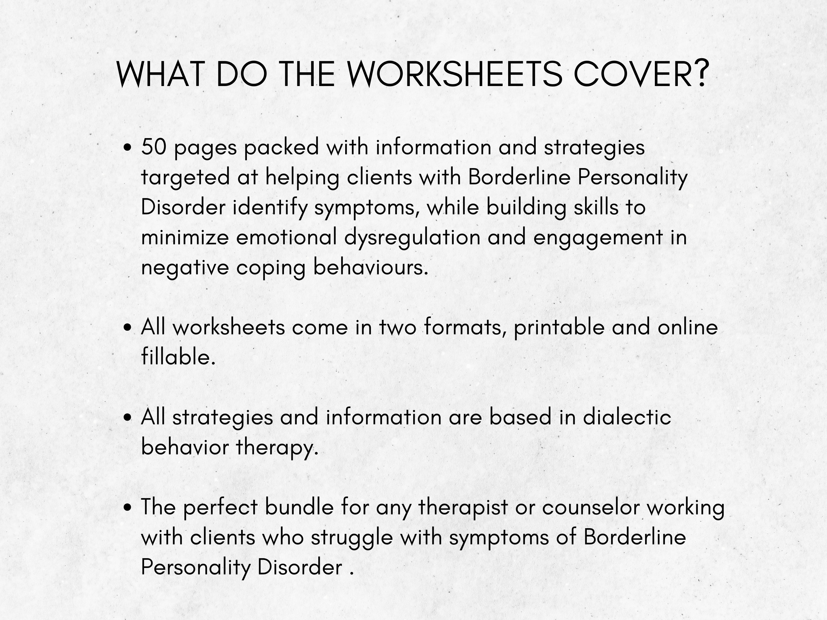 Borderline Personality Disorder Dbt Worksheets DBT for BPD Worksheets, Borderline Personality Disorder Workbook, DBT