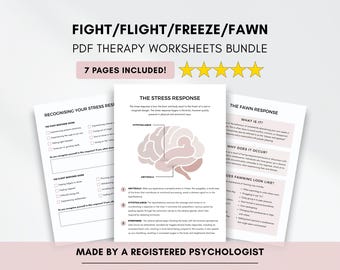 Fight Flight Freeze Fawn: Stress Response Worksheet Bundle (PDF Digital Download)