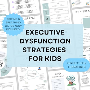 Paquete de estrategias de disfunción ejecutiva para niños / Hojas de trabajo de funciones ejecutivas / Libro de trabajo sobre TDAH para niños / Habilidades de afrontamiento para niños