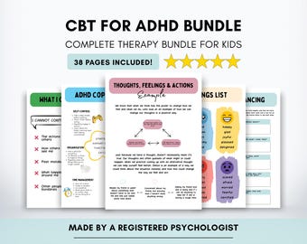 ADHD Coping Skills Worksheets with CBT Exercises for Kids & Teens (PDF Digital Download)