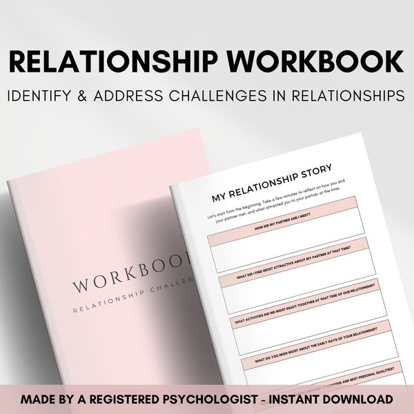 Relationship Workbook for Couples and Individuals, Marriage Counseling, Communication Skills, Healthy Boundaries & Codependency Worksheets