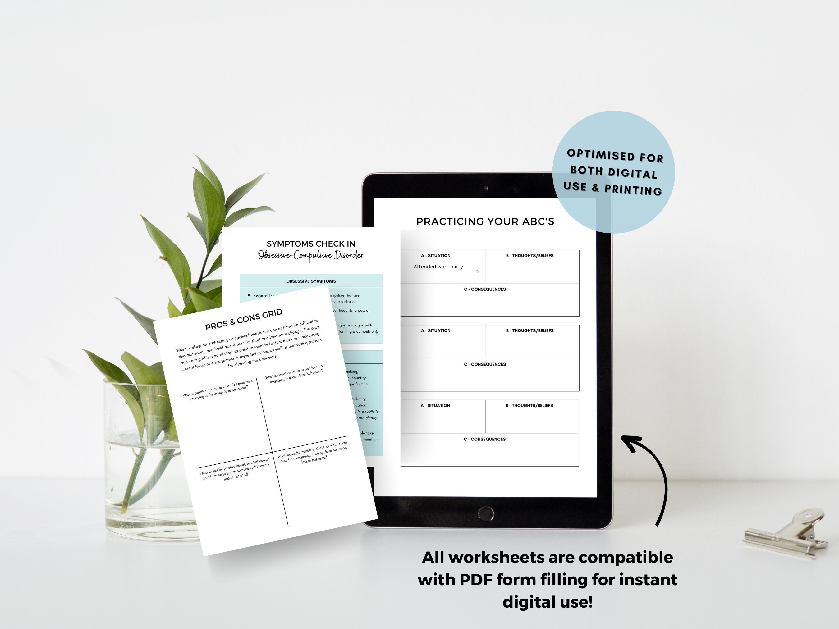OCD Worksheets Bundle With CBT Exercises for Adults & Teens (PDF ...